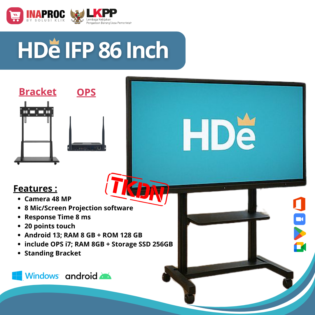 HDE Monitor lnteraktif 86 inch OPS-8-128